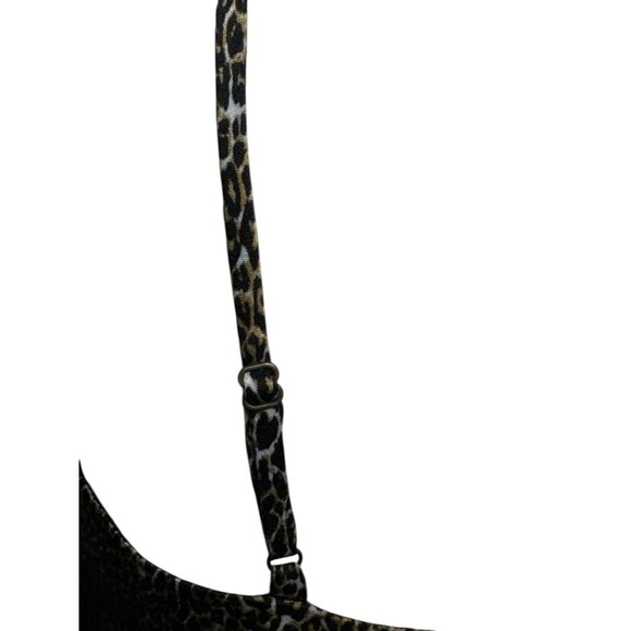 SOCIALITE Size XS Black Leopard Print Spaghetti Strap Bodysuit Stretch Mesh Back - Picture 9 of 11